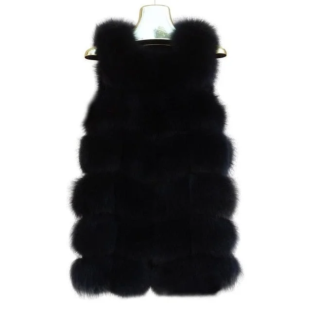 100% Real Fox Fur Vest Natural Whole Fox Fur Vest Gilet Women Regular Standard Covered Button Design Jackets Coat Plus Size 3XL