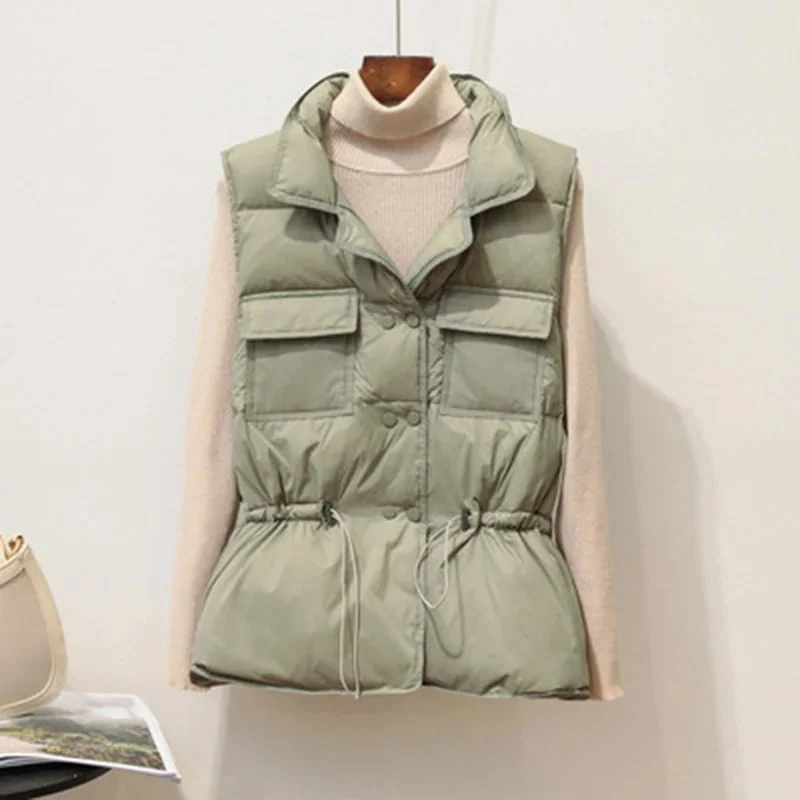 Getadme-New Autumn Winter Women Ultra Light Down Vest White Duck Down Jacket Short Down Coat Parka Ladies Sleeveless Waistcoat