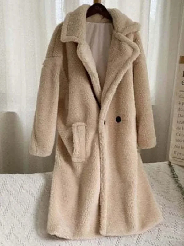 Getadme Faux Fur Lambswool Jacket Women Women Winter Thick Fleece Teddy Coat Female Oversized Casual Loose Long Sleeve Long Outerwear