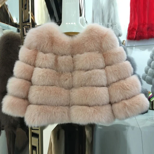 FURSARCAR Real fur Coat For Women Winter natural fur Jacket Fashion Short silm Outwear Luxury Natural Real Fur Coat real Fur