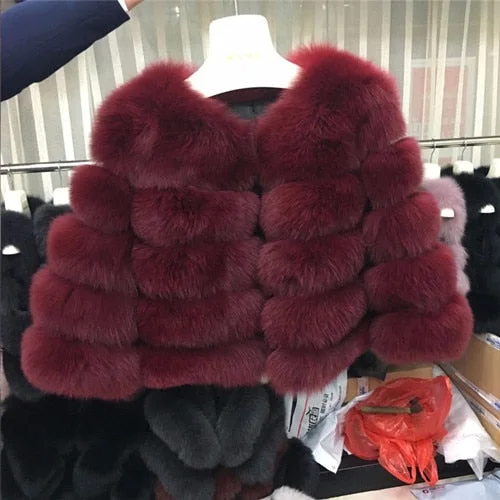 wine red / S Fur Bust 88 cm