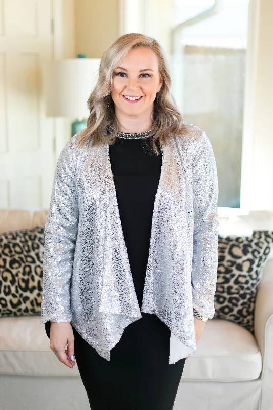 Glam Slam Sequin Blazer Jacket in Silver