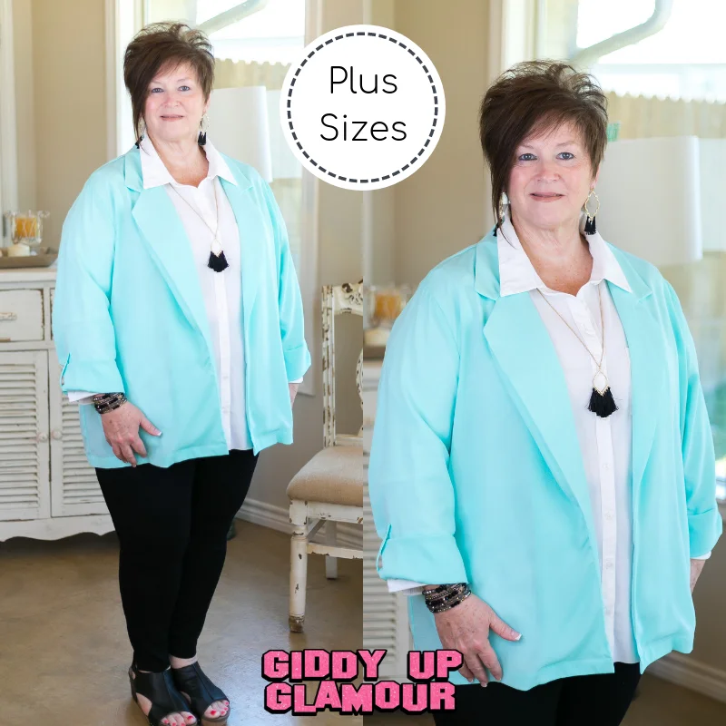 Last Chance Size 1XL | Business Prep Blazer Jacket in Mint | ONLY 2 LEFT!