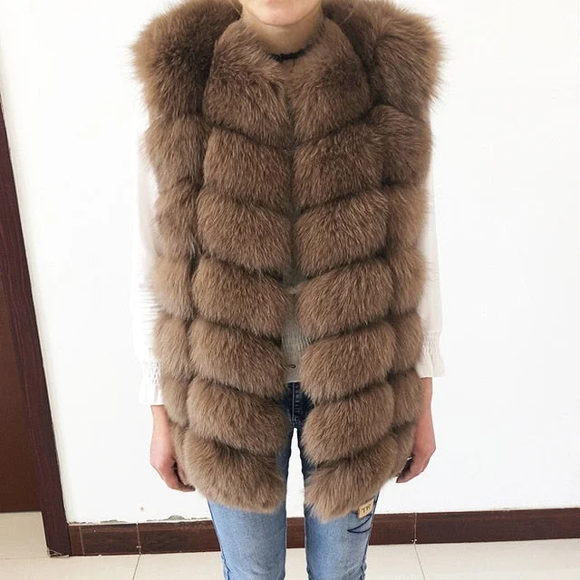 Natural Real Fox Fur Vest Jacket Waistcoat Short sleeveless Vestwoman winter warm Natural Fur Vest Real Fur Jacket Fox Fur Coats