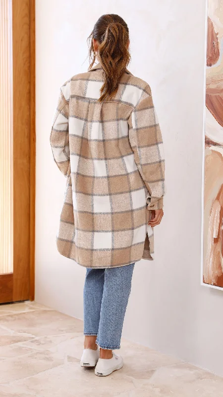 Saskia Jacket - Beige/Cream Check