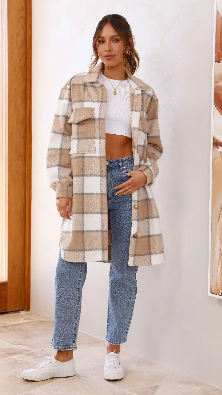 Saskia Jacket - Beige/Cream Check