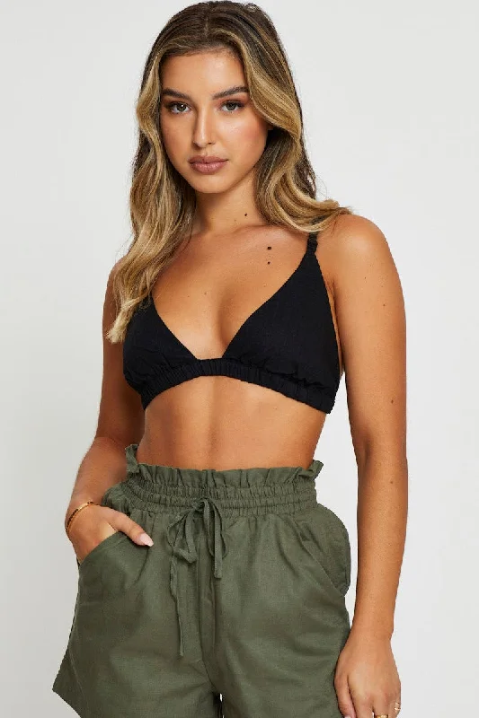 Black Cami Bralette Linen Blend