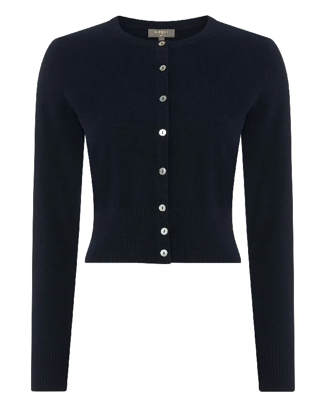 Women's Ivy Cropped Cashmere Cardigan Navy Blue