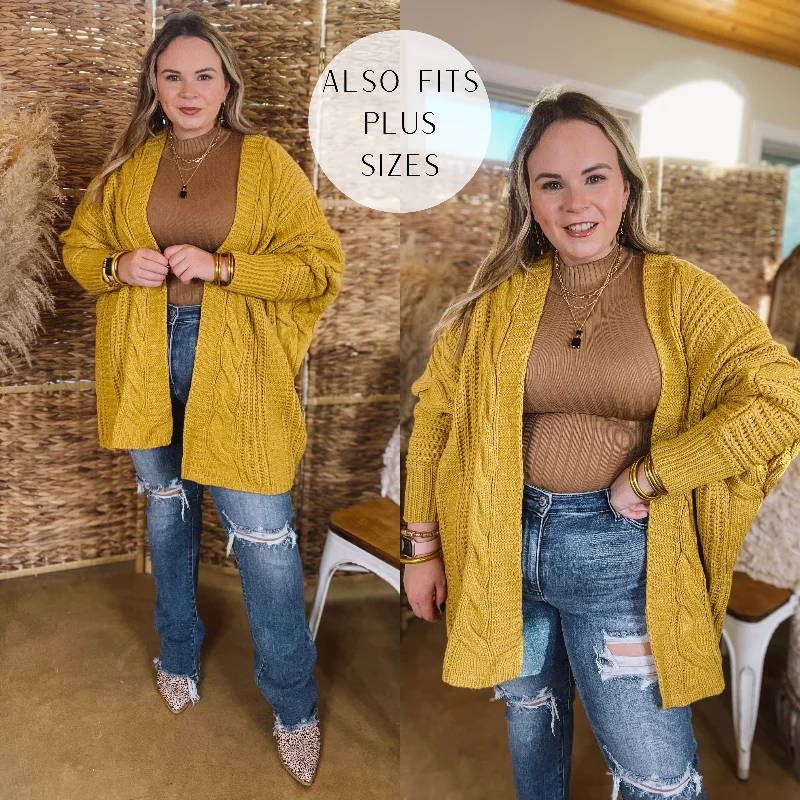 Caramel Spice Kisses Long Sleeve Dolman Cardigan in Mustard Yellow