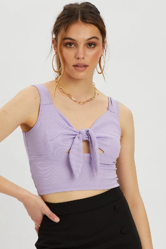 Purple Tie Front Cami