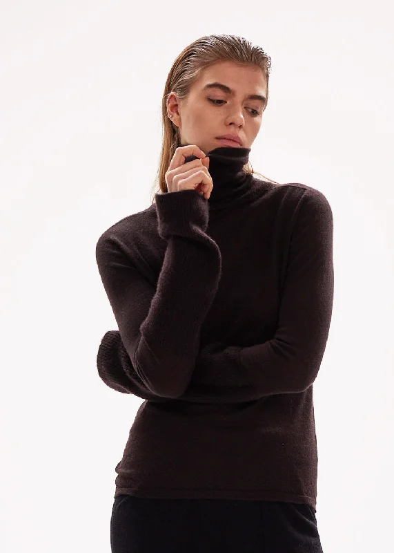 CASHMERE TURLENECK SWEATER ""NUBA"" IN BLACK OR CHOCO