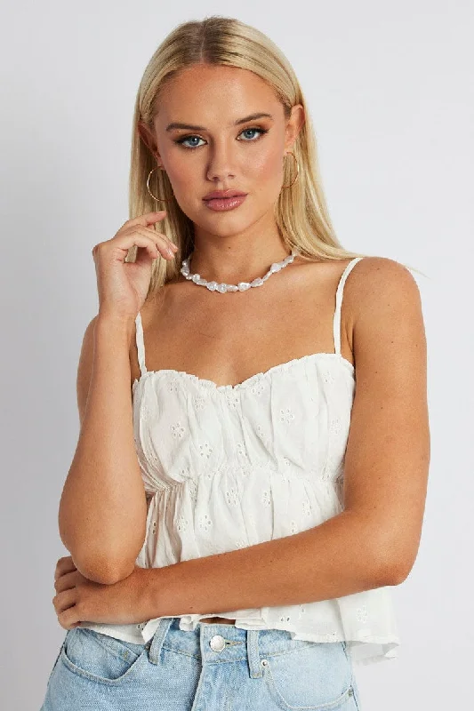 White Eyelet Cami Top