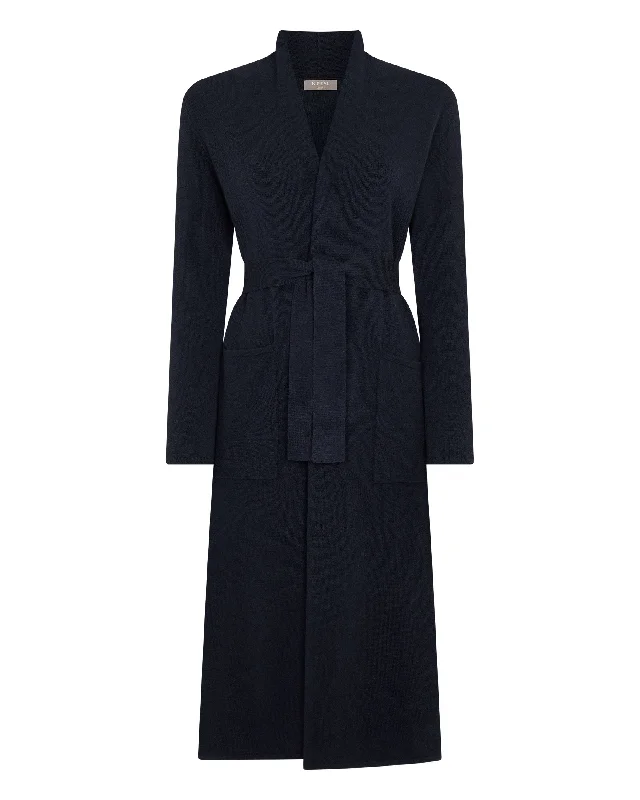 Women's Maxi Lightweight Cashmere Cardigan Navy Blue