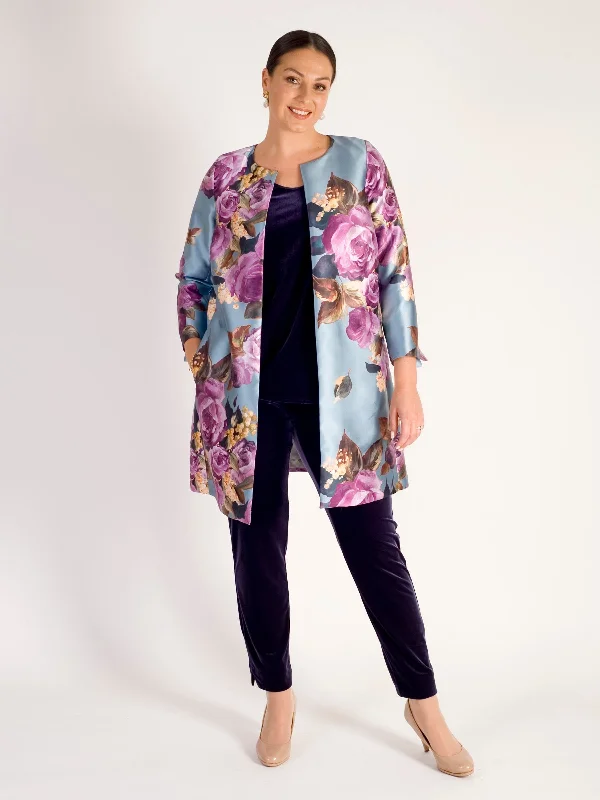 blue-steel-magenta-floral-placement-edge-to-edge-contrast-lined-satin-twill-coat