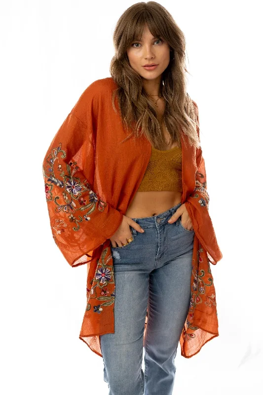 Fun In Florals Kimono - Rust