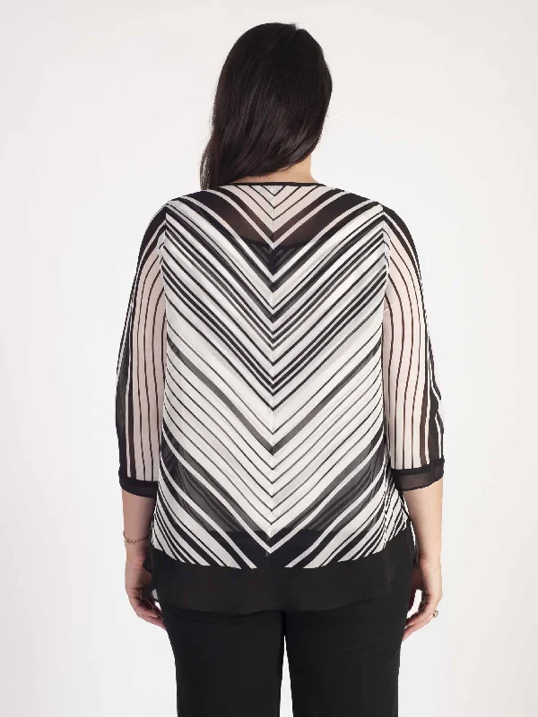 ivory-blk-irregular-stripe-chiffon-trim-shrug