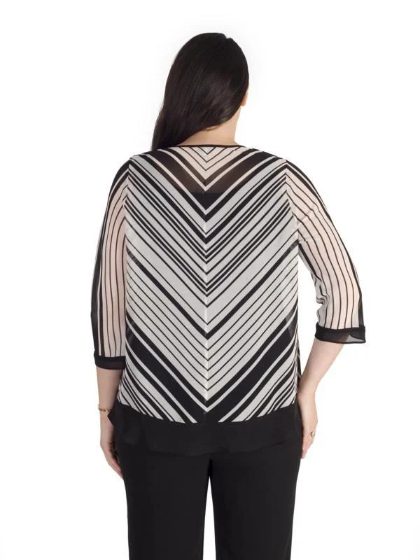 ivory-blk-irregular-stripe-chiffon-trim-shrug