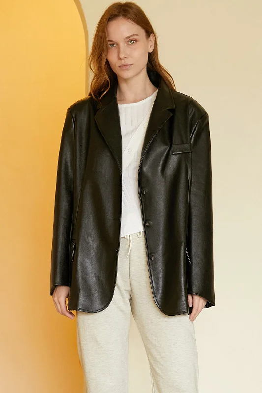 Joan Faux Leather Oversized Blazer