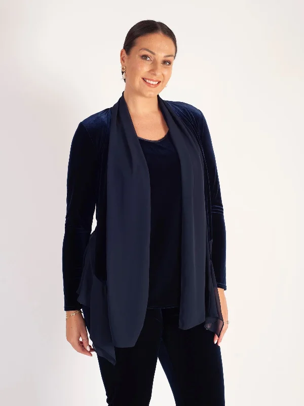 navy-stretch-velvet-shrug-with-contrast-chiffon-trim