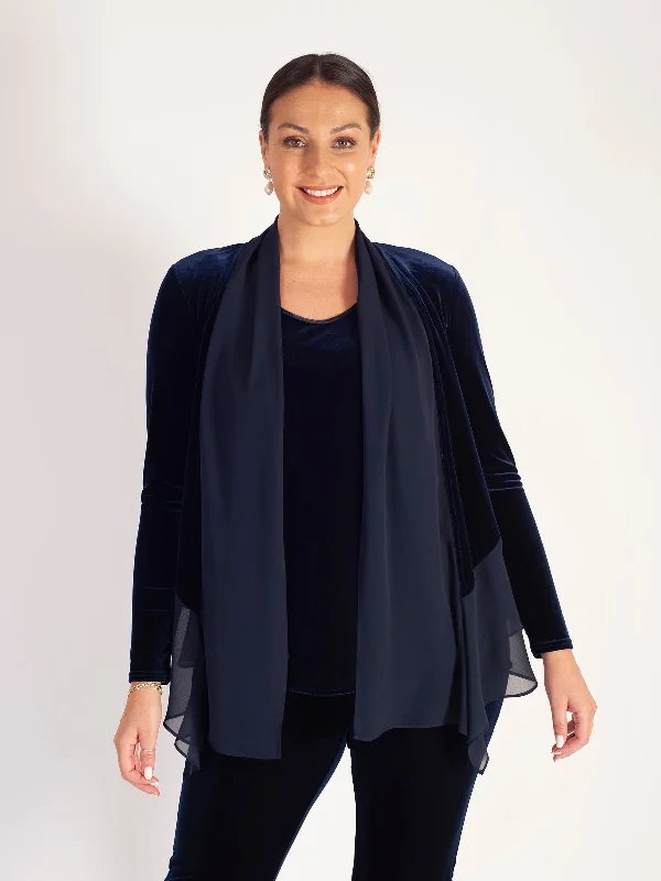 navy-stretch-velvet-shrug-with-contrast-chiffon-trim