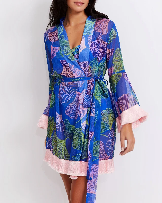 Ocean Leaf Fringe Trim Robe (FINAL SALE)