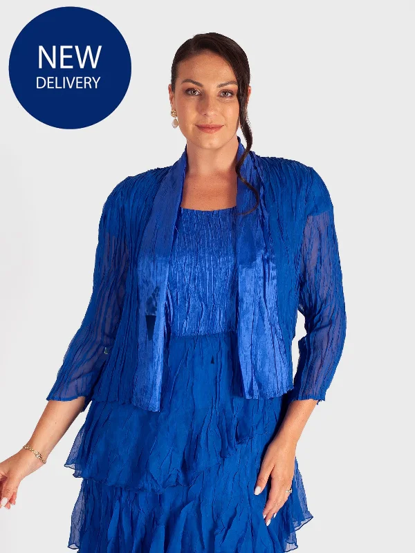 A Sapphire Crush Pleat Satin and Chiffon Shrug