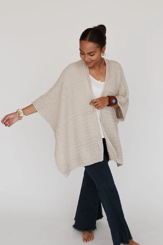 So Deserving Knit Ruana - Oatmeal