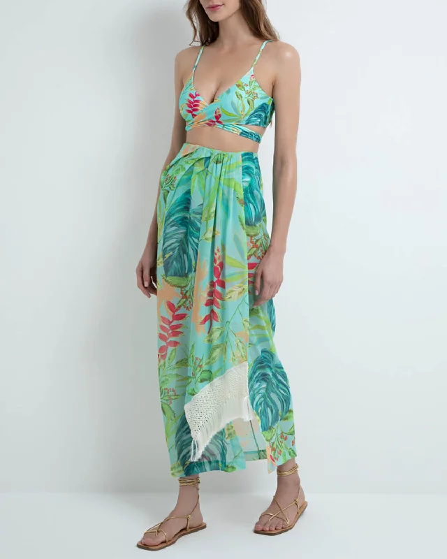 TROPICALIA FRINGE TRIM BEACH SKIRT (FINAL SALE)