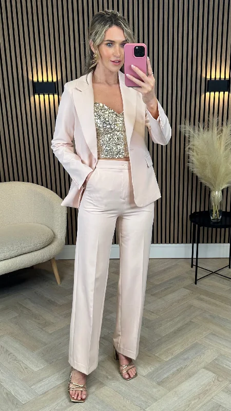 Adaline Dusky Pink Trousers & Blazers Co Ord