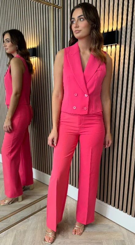 Eastyn Cerise Pink Trousers & Waistcoat Co Ord