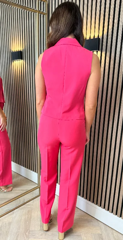 Eastyn Cerise Pink Trousers & Waistcoat Co Ord