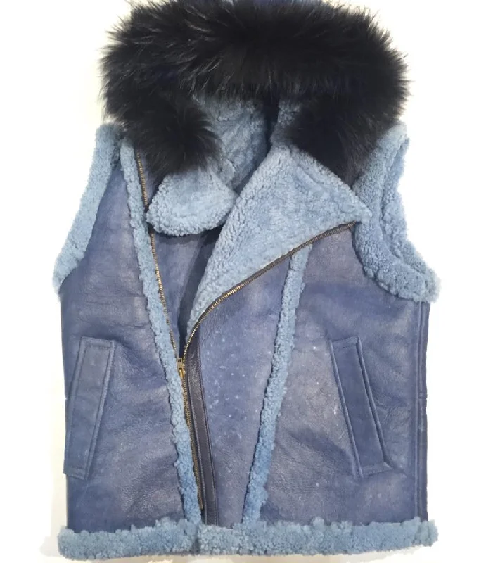 Jakewood Shearling Vest w/ Fox Collar