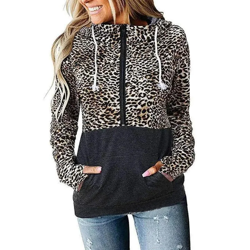 Paneled hooded printed sweatshirt