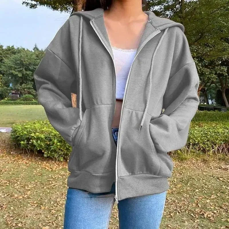 Solid Color Hooded Plus Fleece Sweatshirt Top