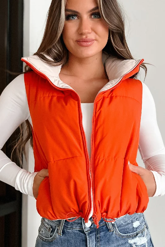 On The Reverse Side Reversible Puffer Vest (Tomato/Beige)