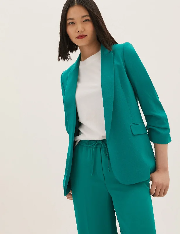 Ruched Sleeve Blazer