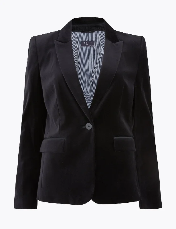 Velvet Slim Single Breasted Blazer