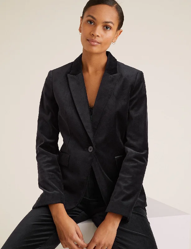 Velvet Slim Single Breasted Blazer