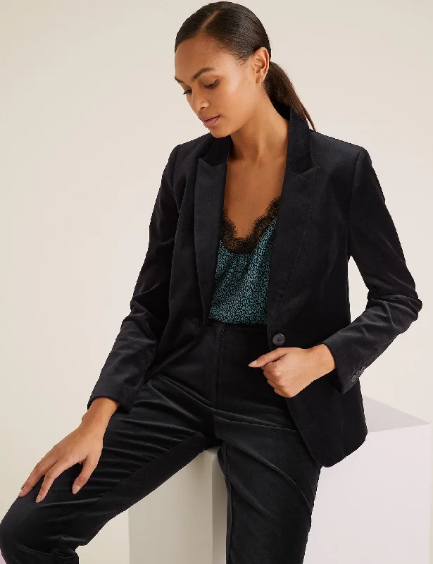 Velvet Slim Single Breasted Blazer