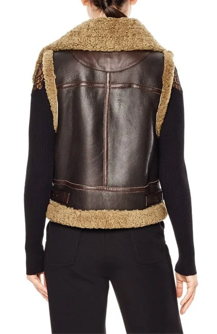 Women’s Dark Brown Leather Shearling Vest