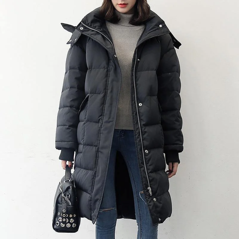 2018 black down coat winter plus size big pockets winter jacket thick Jackets