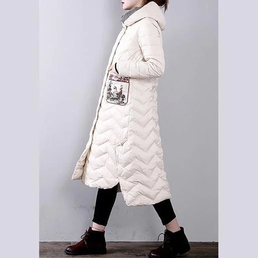 Elegant white goose Down coat trendy plus size hoodedYZ-2018111437