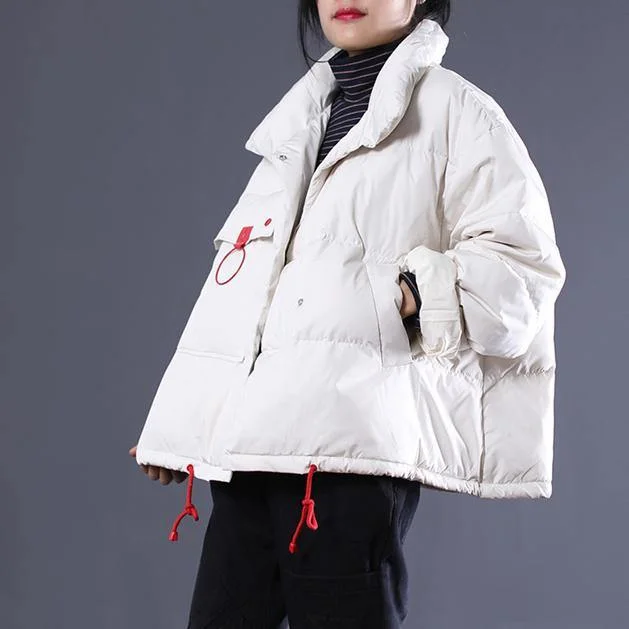 Elegant white Outfits oversize stand collar thick quilted coat Elegant double breasted down coats