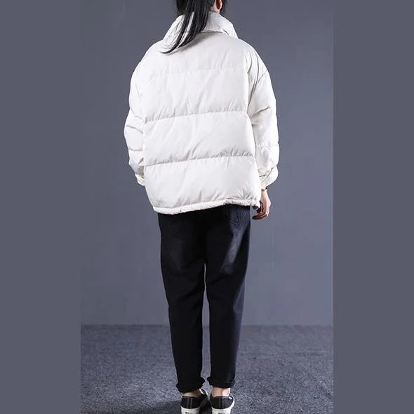 Elegant white Outfits oversize stand collar thick quilted coat Elegant double breasted down coats