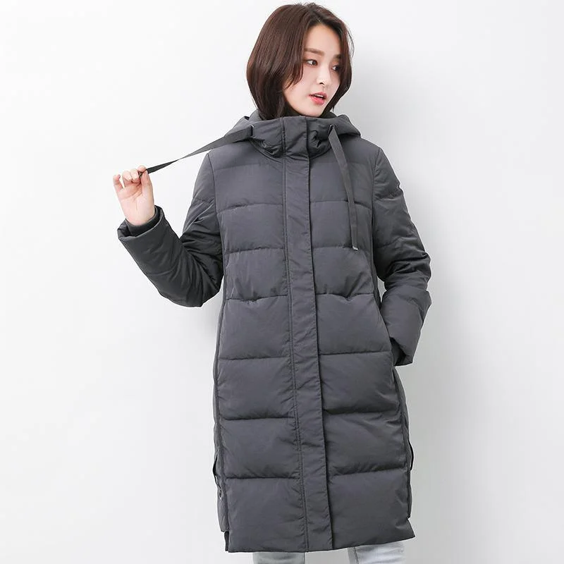 Fine gray goose Down coat plus size clothing hooded winter jacket long sleeve Jackets