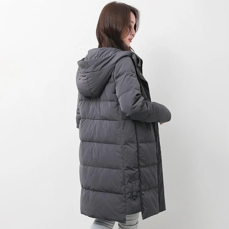 Fine gray goose Down coat plus size clothing hooded winter jacket long sleeve Jackets