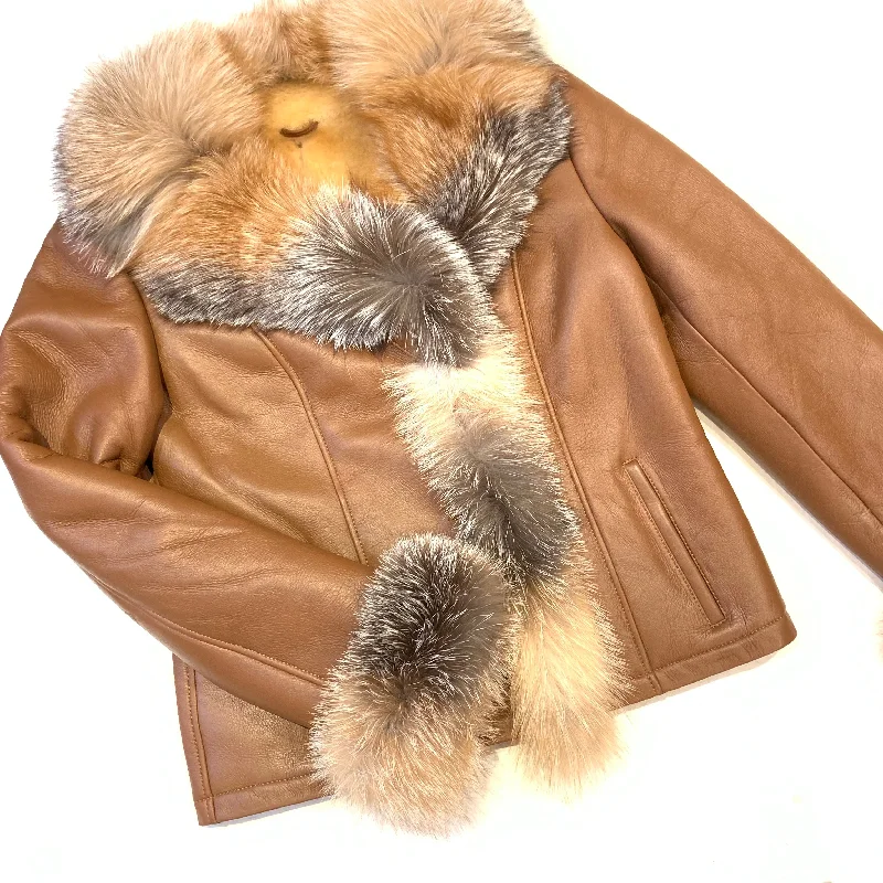 Kashani Ladies Whisky Lambskin Fox Fur Coat