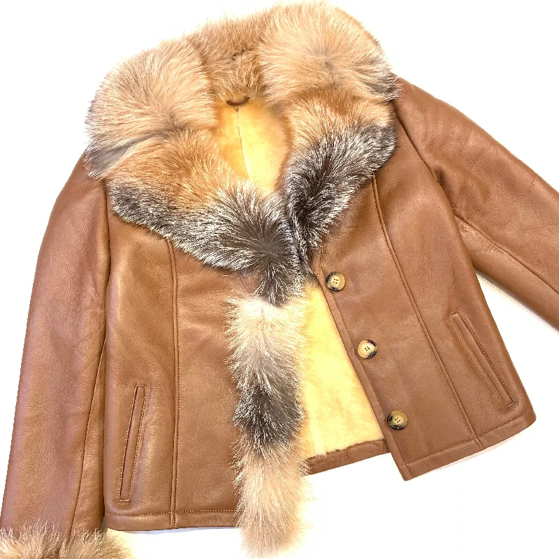 Kashani Ladies Whisky Lambskin Fox Fur Coat