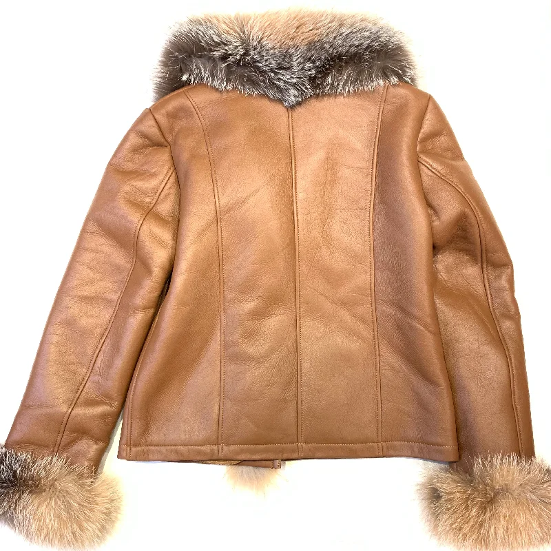 Kashani Ladies Whisky Lambskin Fox Fur Coat