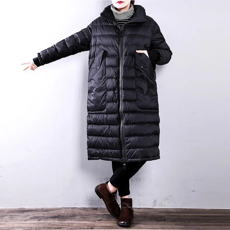 Luxury black down jacket woman plus size stand collar LYZ-2018111433